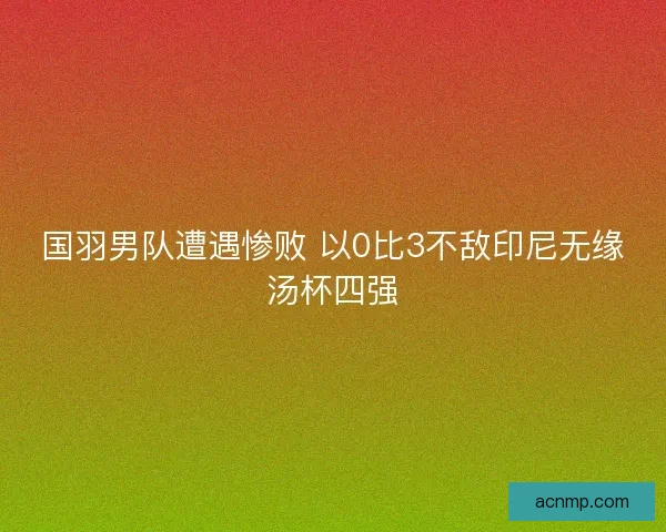 国羽男队遭遇惨败 以0比3不敌印尼无缘汤杯四强
